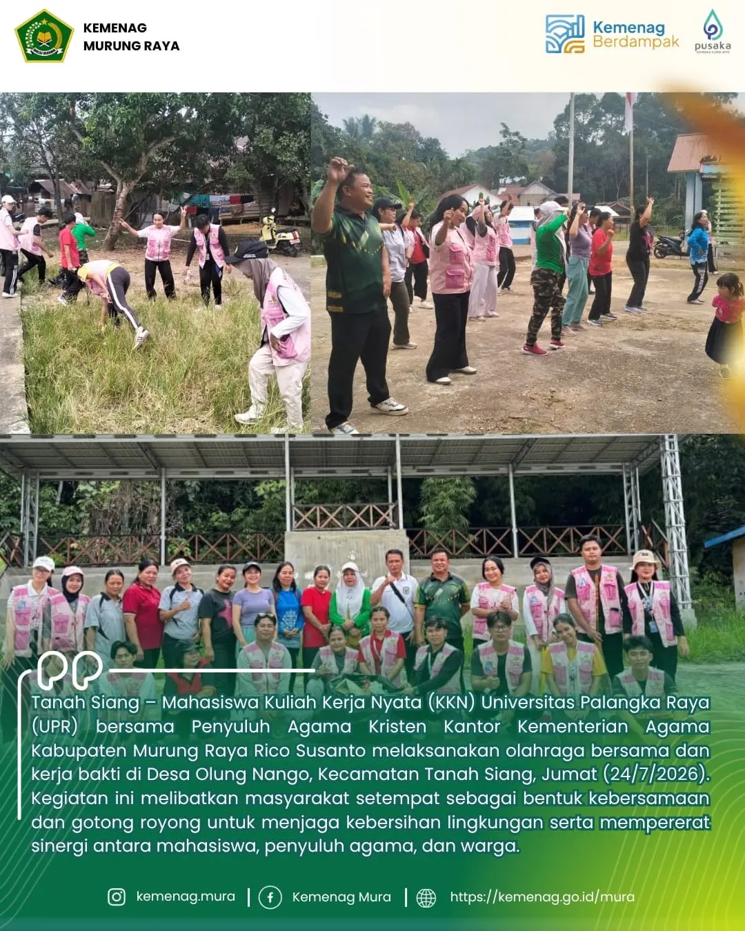 Gotong Royong bersama Mahasiswa KKN UPR dan Kemenag